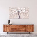 Ver imagem 3 de Quadro Árvore Flores Cerejeira para Sala Quarto Hall Mosaico 3 Peças em Tecido