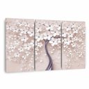 Ver imagem 1 de Quadro Árvore Flores Cerejeira para Sala Quarto Hall Mosaico 3 Peças em Tecido