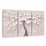Quadro Árvore Flores Cerejeira para Sala Quarto Hall Mosaico 3 Peças em Tecido - 1