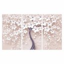 Ver imagem 2 de Quadro Árvore Flores Cerejeira para Sala Quarto Hall Mosaico 3 Peças em Tecido