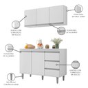 Ver imagem 3 de Armário Aéreo e Balcão Gabinete com Tampo 120cm Andréia Branco - AJL Móveis