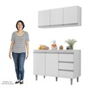Ver imagem 5 de Armário Aéreo e Balcão Gabinete com Tampo 120cm Andréia Branco - AJL Móveis