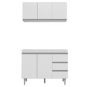 Ver mais imagens de Armário Aéreo e Balcão Gabinete com Tampo 120cm Andréia Branco - AJL Móveis