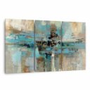 Ver imagem 2 de Quadro Decorativo Abstrato Moderno para Sala Escritórios Tons Turquesa em Tecido