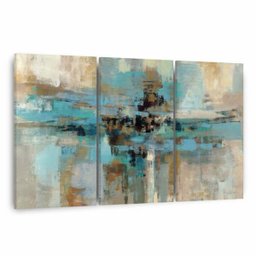 Quadro Decorativo Abstrato Moderno para Sala Escritórios Tons Turquesa em Tecido - 2
