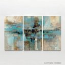 Ver imagem 3 de Quadro Decorativo Abstrato Moderno para Sala Escritórios Tons Turquesa em Tecido