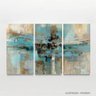 Quadro Decorativo Abstrato Moderno para Sala Escritórios Tons Turquesa em Tecido - 3