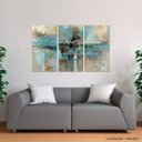 Ver imagem 1 de Quadro Decorativo Abstrato Moderno para Sala Escritórios Tons Turquesa em Tecido