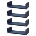 Ver imagem 1 de Kit 4 Prateleiras U 40 X 10cm Azul Suporte Invisível