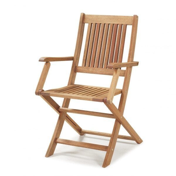 Cadeira Dobrável em Madeira Maciça com Braços Primavera Casa e Jardim Móveis - 1