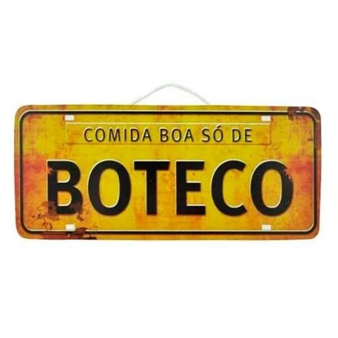 Placa de Carro Decorativa - Madeira - Comida Só de Boteco