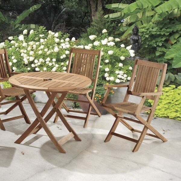 Cadeira Dobrável em Madeira Maciça com Braços Primavera Casa e Jardim Móveis - 3