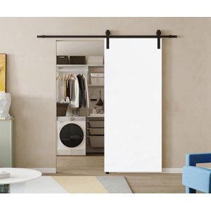 Porta de Correr Branco Prime 210x90 Kit Celeiro Preto