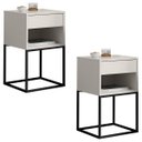 Ver imagem 1 de Kit 02 Mesas de Cabeceira Industrial Pé de Aço 1 Gaveta 1 Nicho - Off White/pé Preto - Lh Móveis