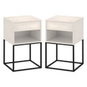 Ver imagem 6 de Kit 02 Mesas de Cabeceira Industrial Pé de Aço 1 Gaveta 1 Nicho - Off White/pé Preto - Lh Móveis