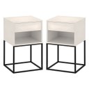 Ver imagem 5 de Kit 02 Mesas de Cabeceira Industrial Pé de Aço 1 Gaveta 1 Nicho - Off White/pé Preto - Lh Móveis
