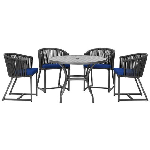 Mesa com 4 Cadeiras e Noronha Estofado 10 Trama Original Preto