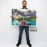 Quadro Decorativo Caixa Alta com Vidro A Canoa e as Montanhas  TaColado Moldura Madeira 90 x 60cm - 2