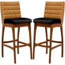 Ver imagem 1 de Kit 02 Banquetas Altas Cozinha Sala Jantar Fixa Mila B04 Couríssimo Whisky Couríssimo Preto - Lyam D