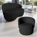 Ver imagem 6 de Kit Namoradeira + Poltrona Decorativa Beatriz Orgânica Couro Preto