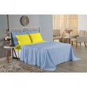 Ver imagem 4 de Jogo de Cama Casal Viúva Nobre 4 Peças Malha 100% Algodão - Azul-bebê / Amarelo