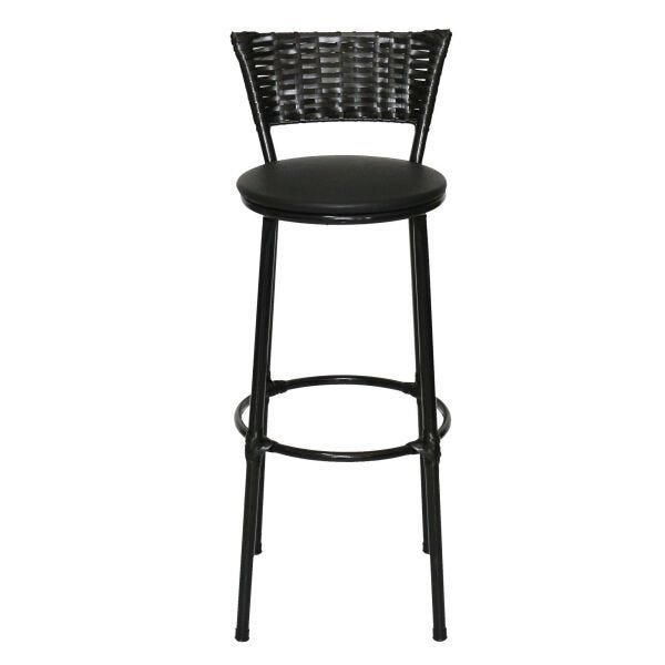 Banqueta Bistrô Aço Junco Rattan Preto Assento Preto - 2