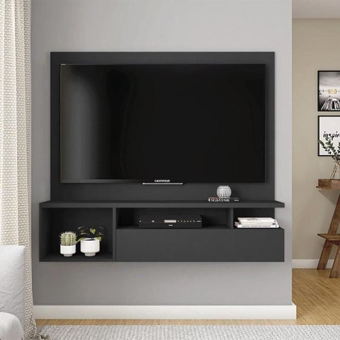 Painel Tv 55 Pol 136cm Bancada Suspensa Sala Layanne Preto C01 - D'Rossi