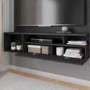 Ver imagem 4 de Painel Tv 55 Pol 136cm Bancada Suspensa Sala Layanne Preto C01 - D'Rossi