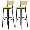 Kit 2 Banquetas Bistrô Aço Junco Marfim Assento Amarelo - 1