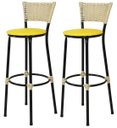 Ver imagem 1 de Kit 2 Banquetas Bistrô Aço Junco Marfim Assento Amarelo
