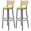 Ver imagem 1 de Kit 2 Banquetas Bistrô Aço Junco Marfim Assento Amarelo
