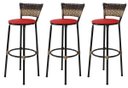 Ver imagem 1 de Kit 3 Banquetas Bistrô Aço Junco Sintetico Degrade Assento Vermelho