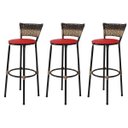 Ver imagem 1 de Kit 3 Banquetas Bistrô Aço Junco Sintetico Degrade Assento Vermelho