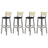 Kit 4 Banquetas Bistrô Aço Junco Marfim Assento Preto - 1