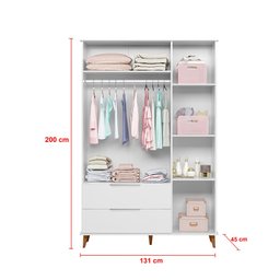 Quarto de Bebê Completo Retrô Berço 3 em 1 Cômoda Guarda Roupa Melinda - 4