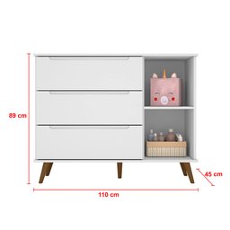 Quarto de Bebê Completo Retrô Berço 3 em 1 Cômoda Guarda Roupa Melinda - 6