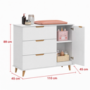 Ver imagem 4 de Quarto de Bebê Completo Retrô Berço 3 em 1 Cômoda Guarda Roupa Melinda