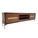 Ver imagem 3 de Rack Sala Tv até 75 Polegadas Paraty 180 Cm Laminado Madeira Pés Metal Palhinha Pinhão