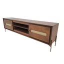 Ver imagem 2 de Rack Sala Tv até 75 Polegadas Paraty 180 Cm Laminado Madeira Pés Metal Palhinha Pinhão