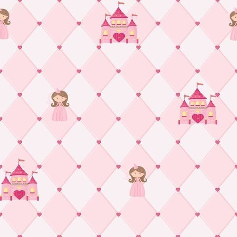 Papel de Parede Princesas Rosa 52cm X 10m Novo Encanto