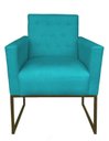 Ver imagem 1 de Poltrona Decorativa Juliette Suede Azul Turquesa
