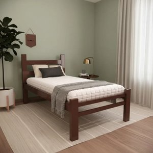 Cama Solteiro Reforçada em Madeira Maciça Imbuia