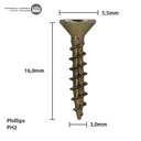 Ver imagem 5 de Parafuso Chipboard Phillips Stein 3.0x16 Caixa 1.000 Pçs
