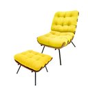 Ver imagem 1 de Kit Poltrona e Puff Costela Suede Amarelo