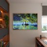 Quadro Decorativo Tela Canvas Animais Lago Dos Cisneis com Moldura e Vidro Dourada - 90x60 Cm - 3