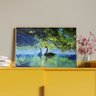 Quadro Decorativo Tela Canvas Animais Lago Dos Cisneis com Moldura e Vidro Dourada - 90x60 Cm - 4