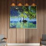 Quadro Decorativo Tela Canvas Animais Lago Dos Cisneis com Moldura e Vidro Dourada - 90x60 Cm - 2