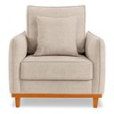 Ver imagem 1 de Kit 3 Poltronas Belga Estofada com Base de Madeira Boucle Bz:liso/bege