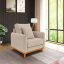 Ver imagem 2 de Kit 3 Poltronas Belga Estofada com Base de Madeira Boucle Bege Bz Home Decor