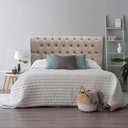 Ver imagem 2 de Kit Cabeceira + Calçadeira Baú Capitonê Livia 195cm King Size para Cama Box Suede Bege - Gat Magazin